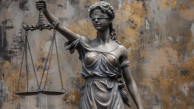 Justitia als Bronzefigur