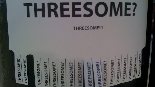 Threesome Schrift Zettel zum Abreißen